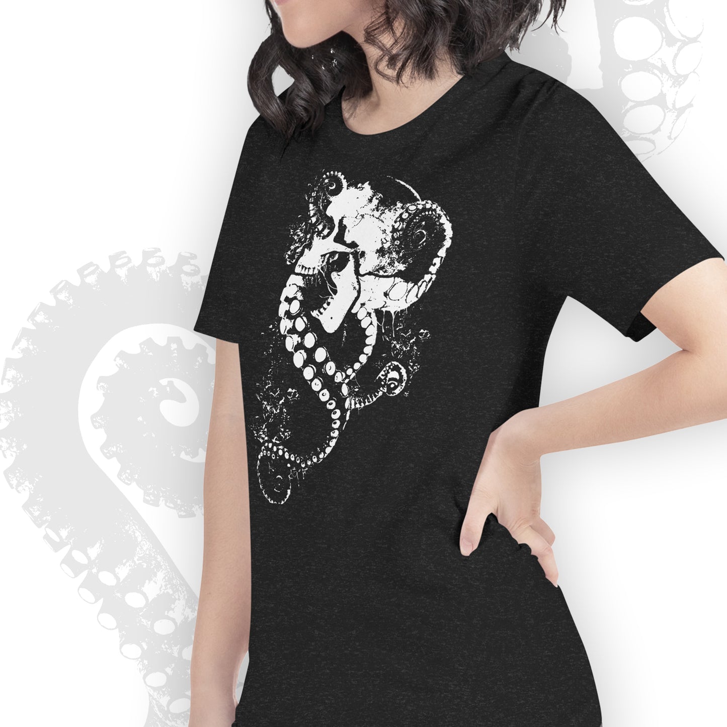 Skull and Tentacles - Gothic T-shirt | Heather black
