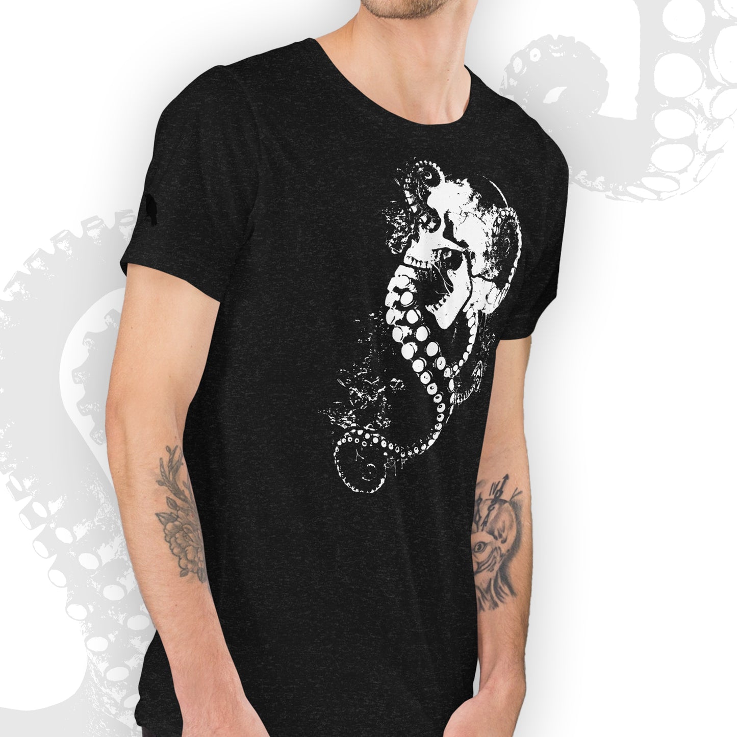 Skull and Tentacles - Gothic T-shirt | Heather black